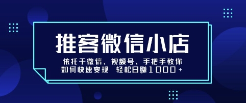 推客微信小店依托于微信、视频号，手把手教你如何快速变现 轻松日入1k+【揭秘】-千寻创业网