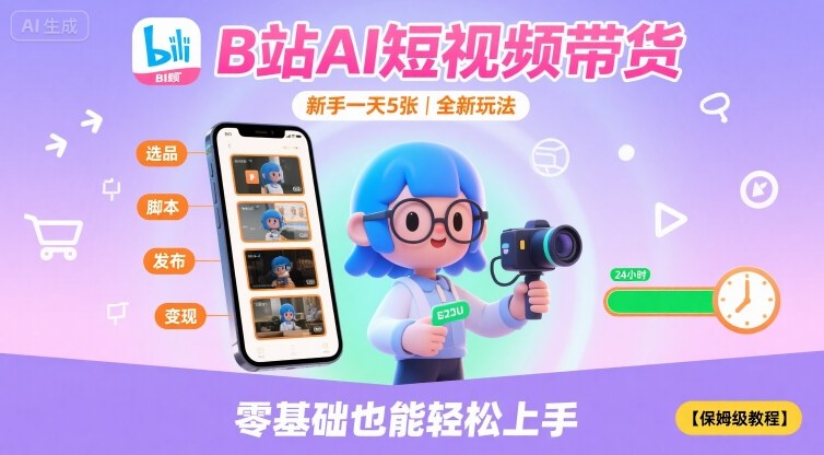 B站AI短视频带货，新手一天5张，全新玩法【保姆级教程】-千寻创业网