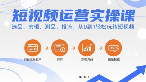 短视频运营实操课，选品、剪辑、测品、投流，从0到1轻松玩转短视频-千寻创业网