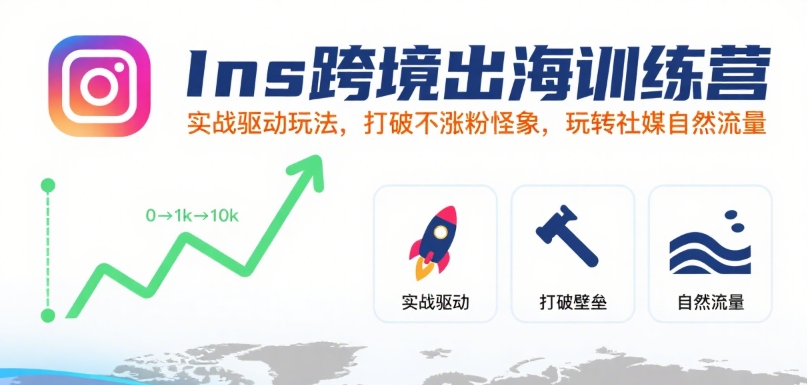 Ins跨境出海训练营，实战驱动玩法，打破不涨粉怪象，玩转社媒自然流量-千寻创业网