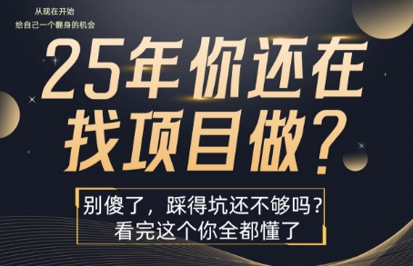 25年，你还在疯狂的找项目吗？别傻了，看完这个你都懂了【揭秘】-千寻创业网