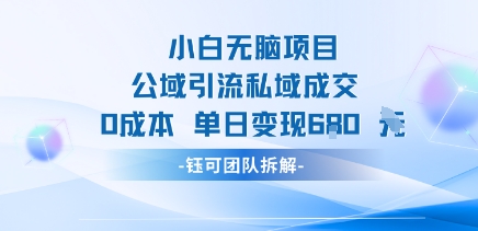 小白无脑项目公域引流私域成交0成本单日变现680米-千寻创业网