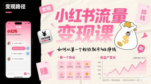小红书流量变现课，如何从第一个粉丝就开始挣钱-千寻创业网