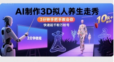 Ai制作3D拟人养生走秀，3分钟手把手教会你，快速起千粉万粉号-千寻创业网
