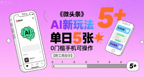 微头条AI新玩法，小白单日5张+，0门槛手机可操作【附工具指令】-千寻创业网