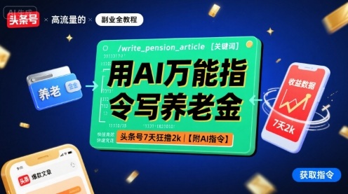 用AI万能指令写养老金，头条号7天狂撸2k【附AI指令】-千寻创业网