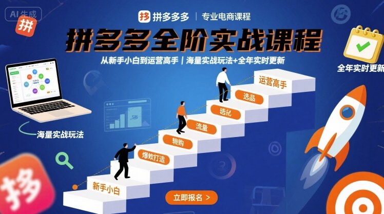 拼多多全阶实战课程，从新手小白到运营高手，海量实战玩法+全年实时更新【2025年9月更新】-千寻创业网