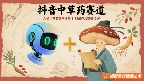 抖音中草药赛道，用AI做中草药故事视频，45条作品涨粉13W，橱窗带货猛猛出单-千寻创业网