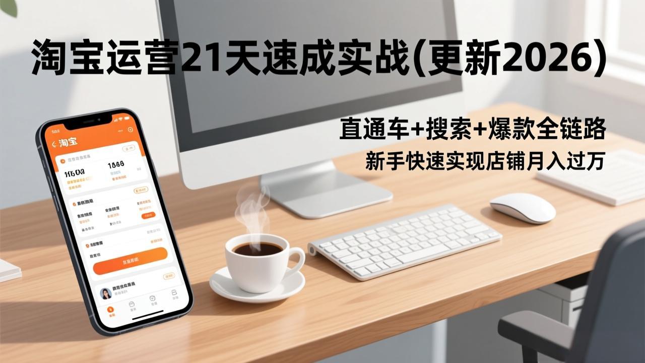 （17201期）淘宝运营21天速成实战(更新2026)，直通车+搜索+爆款全链路，新手快速实现店铺月入过万-千寻创业网