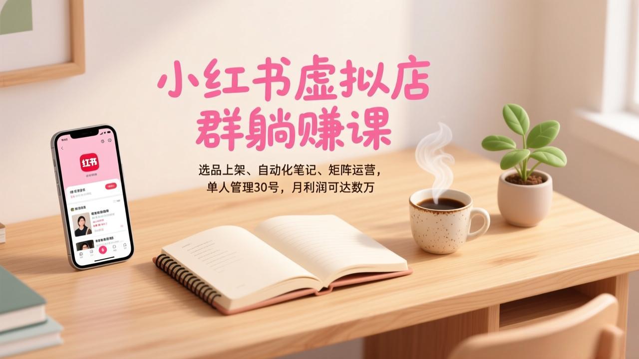 （17072期）小红书虚拟店群躺赚课，选品上架、自动化笔记、矩阵运营，单人管理30号，月利润可达数万-千寻创业网