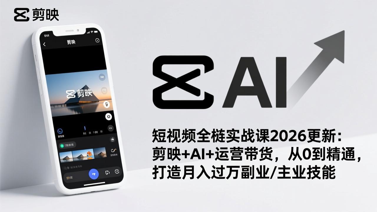 （17231期）短视频全栈实战课2026更新：剪映+AI+运营带货，从0到精通，打造月入过万副业/主业技能-千寻创业网