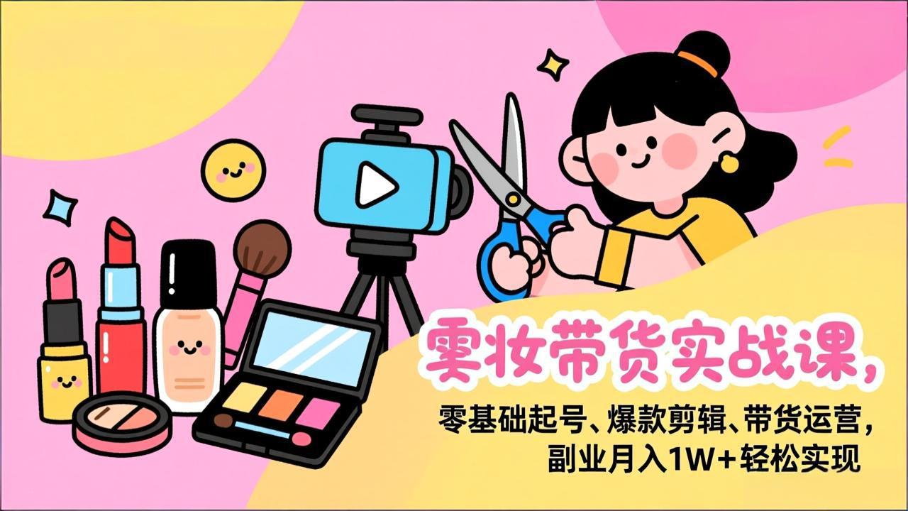 （17189期）美妆带货实战课，零基础起号、爆款剪辑、带货运营，副业月入1W+轻松实现-千寻创业网