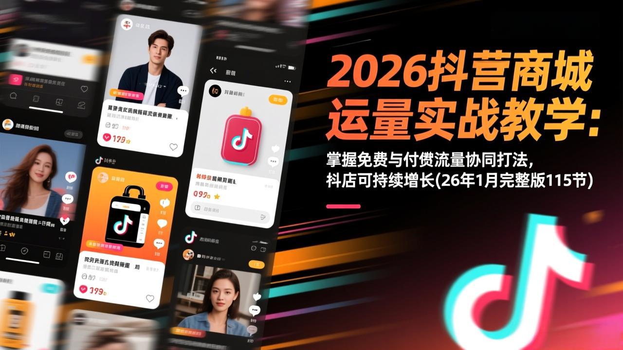 （17165期）2026抖音商城运营实战教学：掌握免费与付费流量协同打法，抖店可持续增长(26年1月完整版115节)-千寻创业网