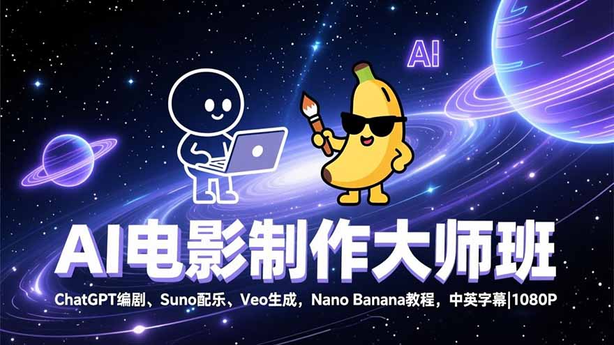 （17011期）AI电影制作大师班：ChatGPT编剧、Suno配乐、Veo生成，Nano Banana教程，中英字幕|1080P-千寻创业网