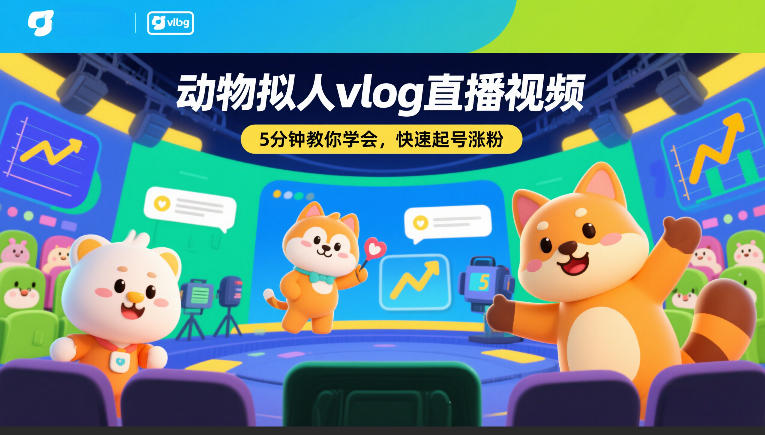 动物拟人vlog直播视频，5分钟教你学会，快速起号涨粉-千寻创业网
