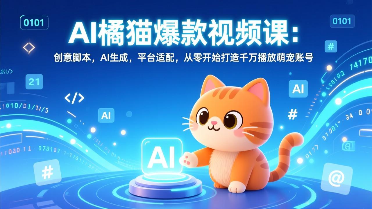 （17091期）AI橘猫爆款视频课：创意脚本，AI生成，平台适配，从零开始打造千万播放萌宠账号-千寻创业网