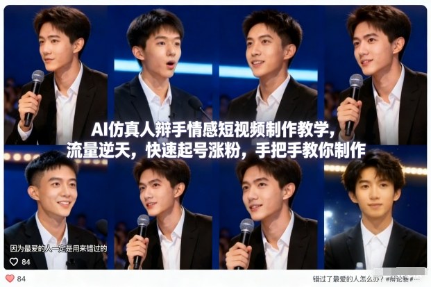 AI仿真人辩手情感短视频制作教学，流量逆天，快速起号涨粉，手把手教你制作-千寻创业网