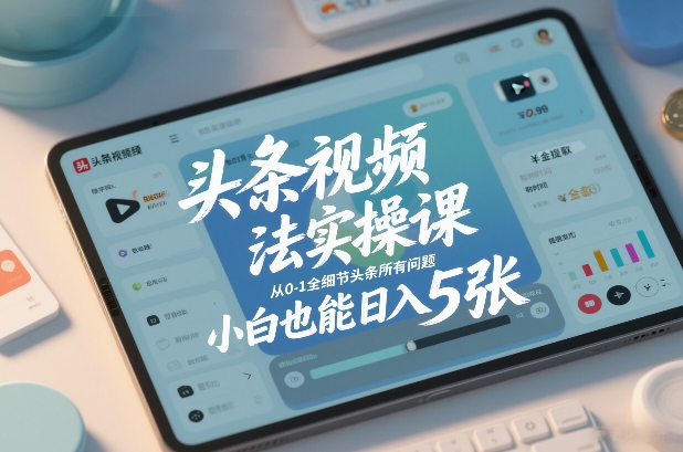 头条视频玩法实操课，从0-1全细节头条所有问题，小白也能日入5张-千寻创业网