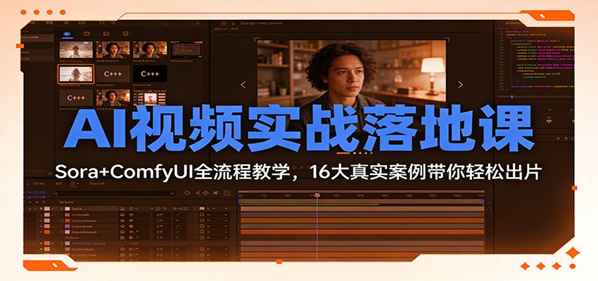 AI视频实战落地课：Sora+ComfyUI全流程教学，16大真实案例带你轻松出片-千寻创业网