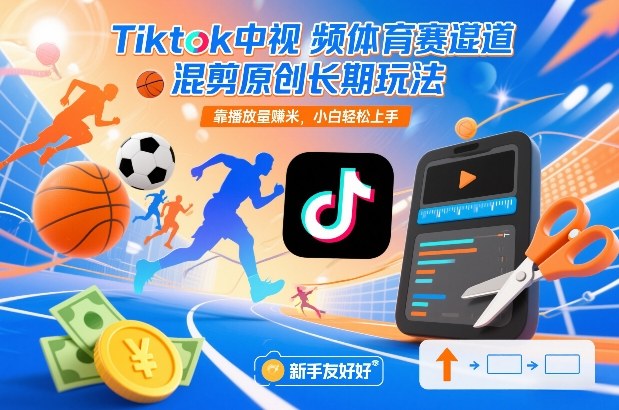 Tiktok中视频体育赛道混剪原创长期玩法，靠播放量賺米，小白轻松上手-千寻创业网