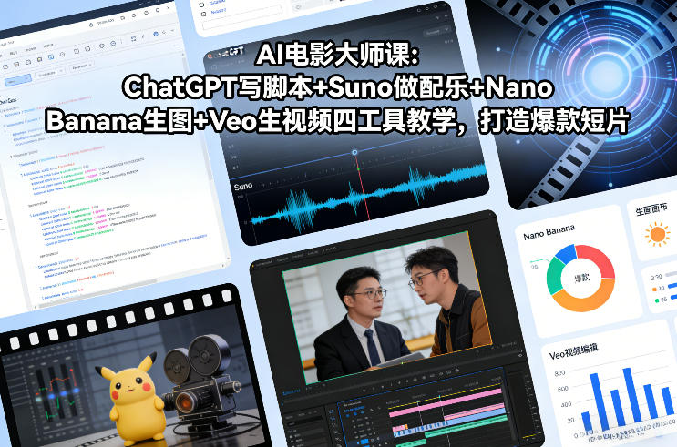AI电影大师课：ChatGPT写脚本+Suno做配乐+Nano Banana生图+Veo生视频，打造爆款短片-千寻创业网