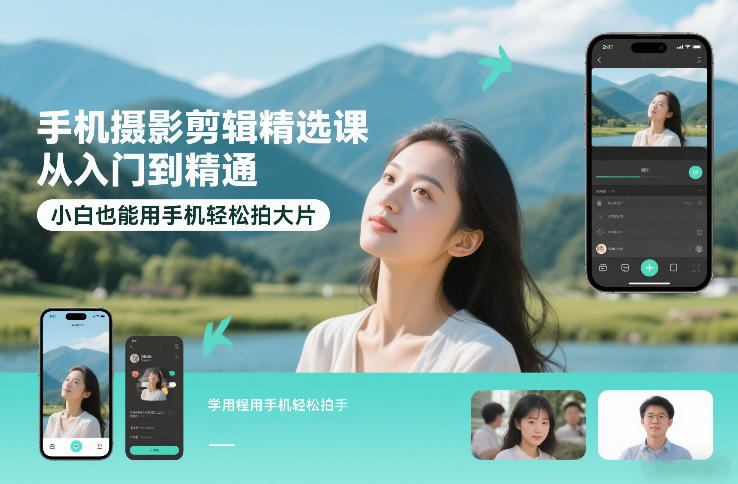 手机摄影剪辑精选课，从入门到精通，小白也能用手机轻松拍大片-千寻创业网