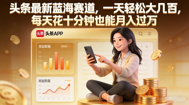 头条最新蓝海赛道，一天轻松大几张，每天花十分钟也能月入过1W【揭秘】-千寻创业网