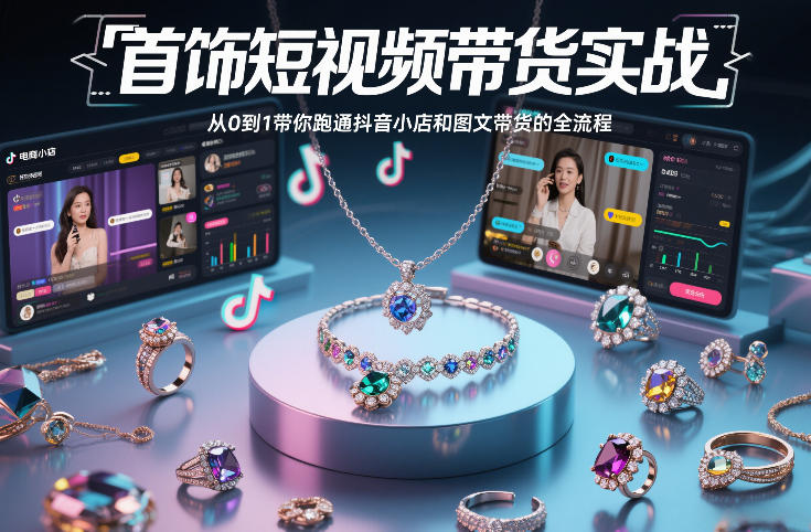 首饰短视频带货实战，从0到1带你跑通抖音小店和图文带货的全流程-千寻创业网
