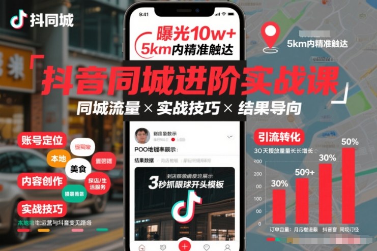 抖音同城进阶实战课，助你同城流量拿到结果-千寻创业网