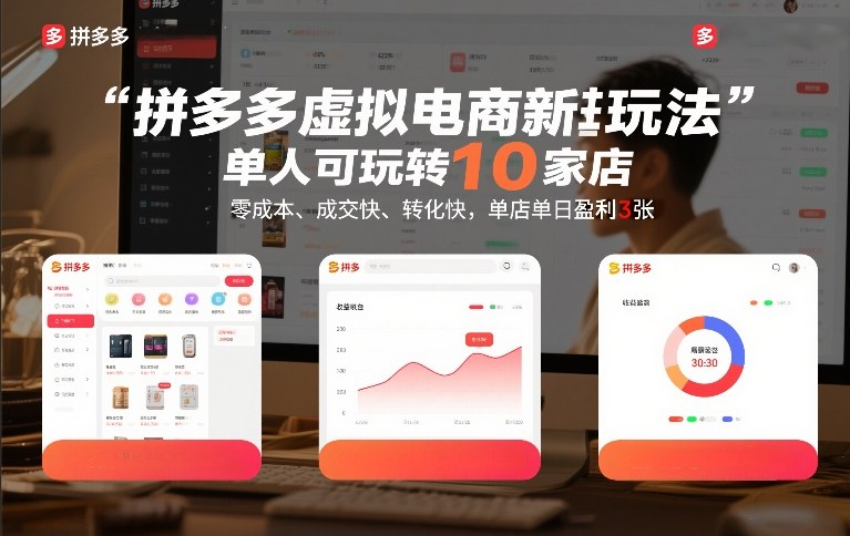 拼多多虚拟电商新玩法，单人可玩转10家店，零成本、成交快、转化快，单店单日盈利3张【揭秘】-千寻创业网