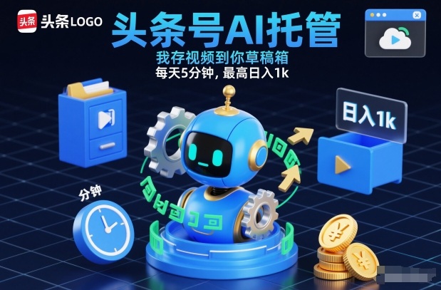 头条号AI托管，我存视频到你草稿箱，每天5分钟，最高日入1k【揭秘】-千寻创业网