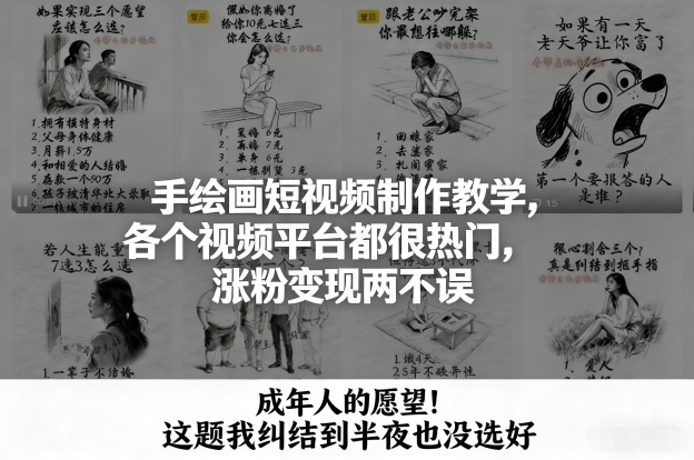 手绘画短视频制作教学，各个视频平台都很热门，涨粉变现两不误-千寻创业网