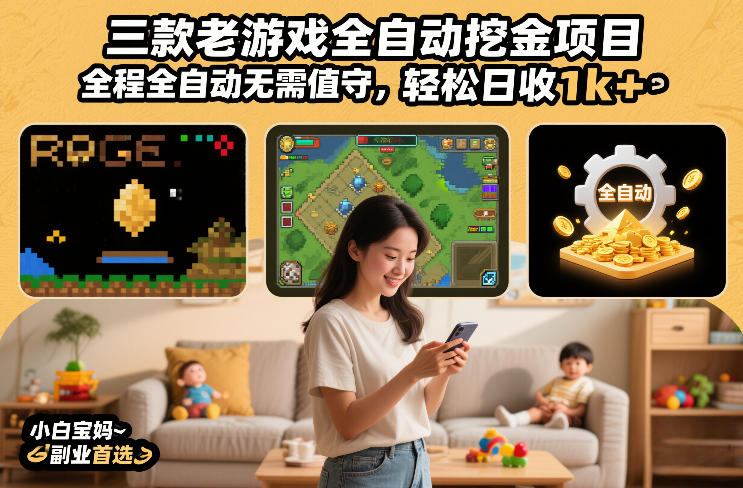 三款老游戏全自动挖金项目，全程全自动无需值守，轻松日收1k+，小白宝妈副业首选【揭秘】-千寻创业网