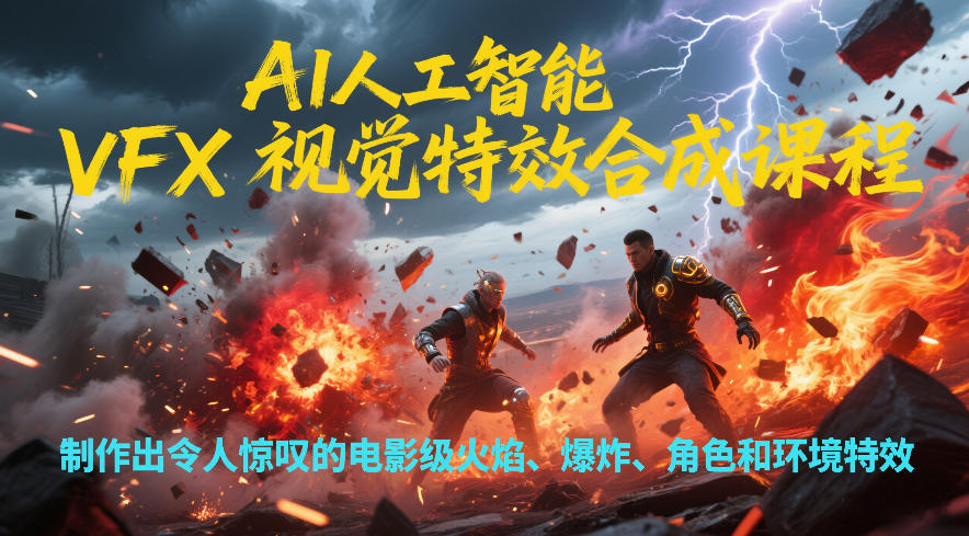 AI人工智能VFX视觉特效合成课程，制作出令人惊叹的电影级火焰、爆炸、角色和环境特效-千寻创业网