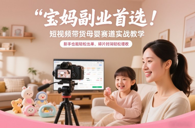 宝妈副业首选！短视频带货母婴赛道实战教学，新手也能轻松出单，碎片时间轻松增收-千寻创业网