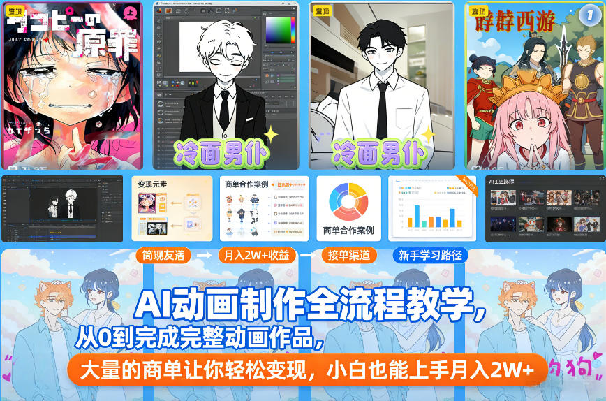 AI动画制作全流程教学，从0到完成完整动画作品，大量的商单让你轻松变现，小白也能上手月入2W+-千寻创业网