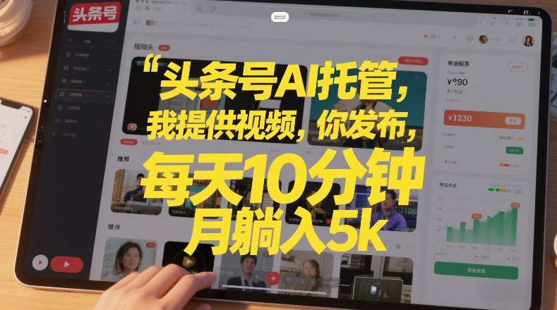 头条号AI托管，我提供视频，你发布，每天10分钟，月躺入5k+【揭秘】-千寻创业网