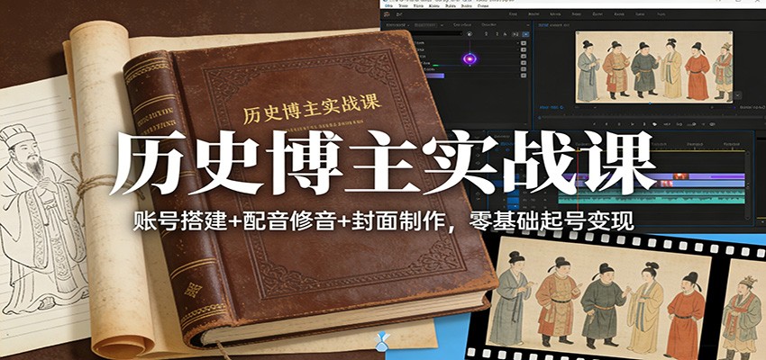 历史博主实战课：账号搭建+配音修音+封面制作，零基础起号变现-千寻创业网