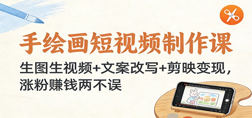 手绘画短视频制作课：生图生视频+文案改写+剪映变现，涨粉赚钱两不误-千寻创业网