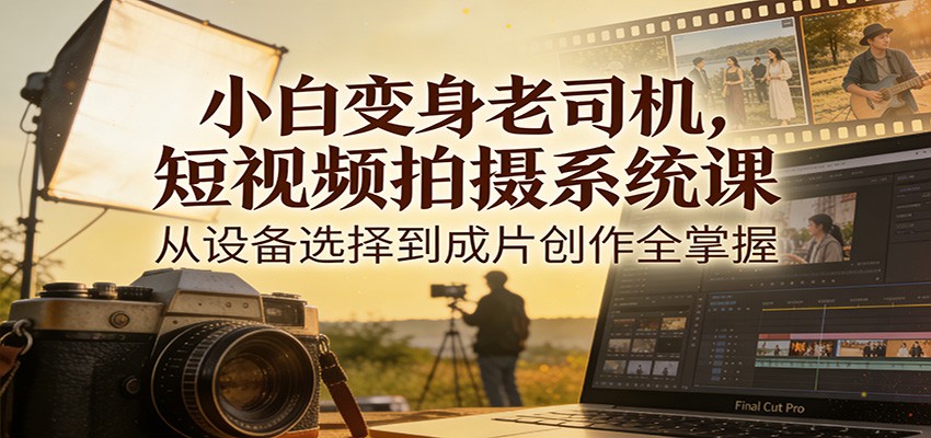 小白变身老司机，短视频拍摄系统课，从设备选择到成片创作全掌握-千寻创业网