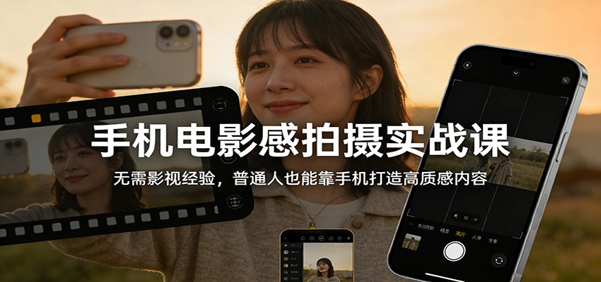 手机电影感拍摄实战课:无需影视经验,普通人也能靠手机打造高质感内容-千寻创业网
