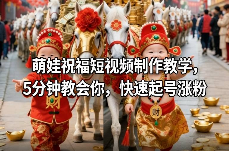 萌娃祝福短视频制作教学，5分钟教会你，快速起号涨粉-千寻创业网