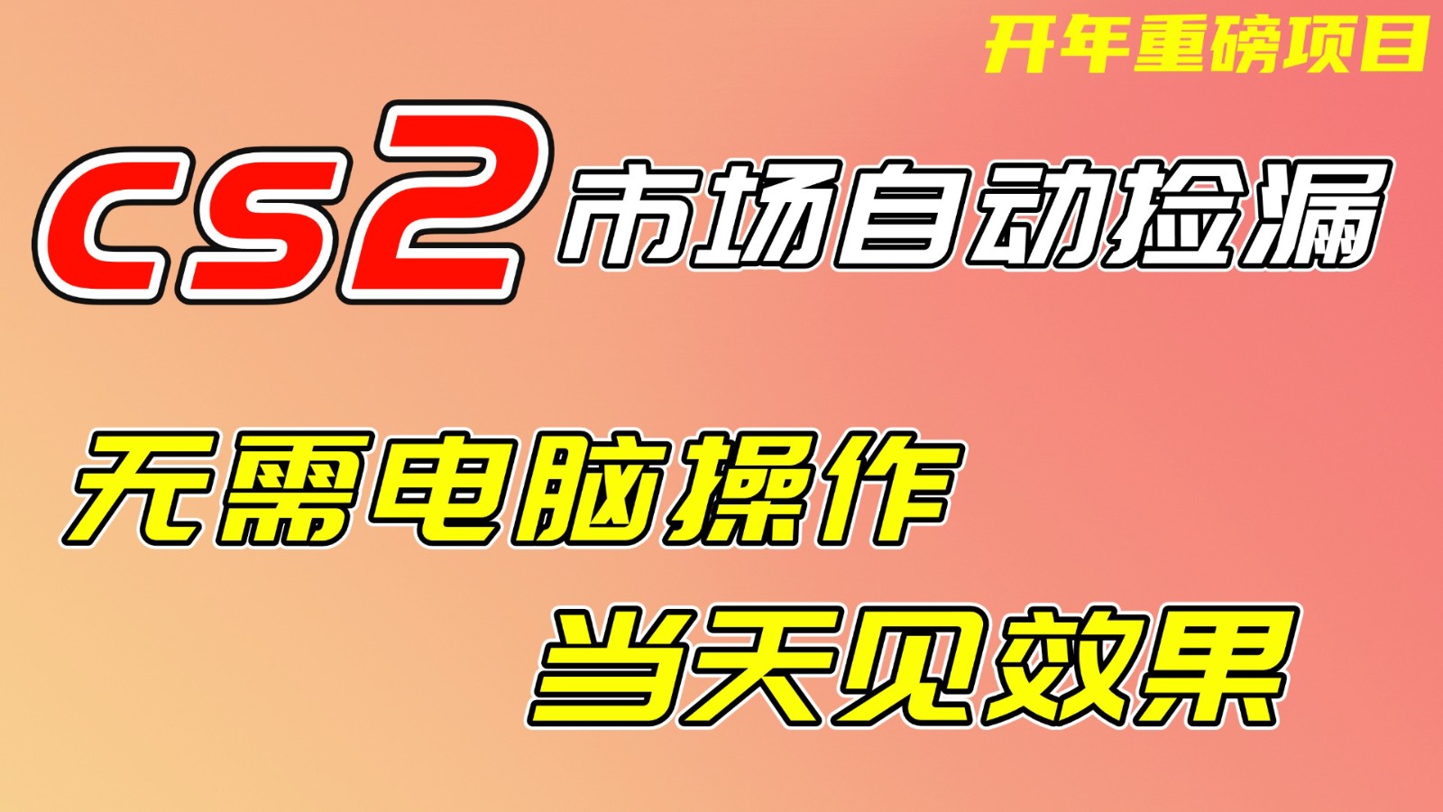 CS2市场挂机项，无需电脑操作，无需进入游戏，当天见效果，支持任何形式验证-千寻创业网