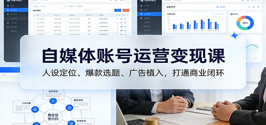 自媒体账号运营变现课：人设定位、爆款选题、广告植入，打通商业闭环-千寻创业网