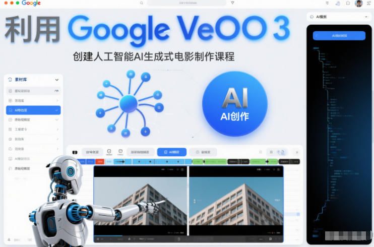 利l用Google Veo 3创建人工智能AI生成式电影制作课程，使用人工智能的力量创建令人惊叹的视频-千寻创业网