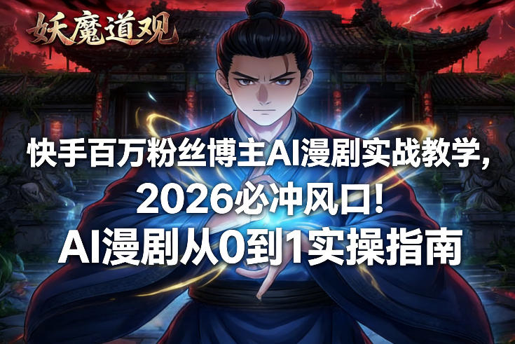 快手百万粉丝博主AI漫剧实战教学，2026必冲风口！AI漫剧从0到1实操指南-千寻创业网