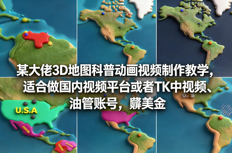 某大佬3D地图科普动画视频制作教学，适合做国内视频平台或者TK中视频、油管账号，賺美金-千寻创业网