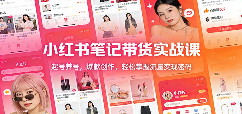 小红书笔记带货实战课：起号养号，爆款创作，轻松掌握流量变现密码-千寻创业网