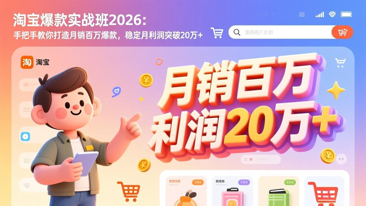 （17401期）淘宝爆款实战班-2026年2月更新：手把手教你打造月销百万爆款，稳定月利润突破20万+-千寻创业网