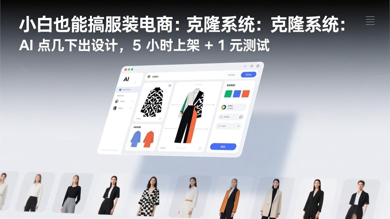 （17411期）小白也能搞服装电商：克隆系统：AI 点几下出设计，5 小时上架 + 1 元测试-千寻创业网